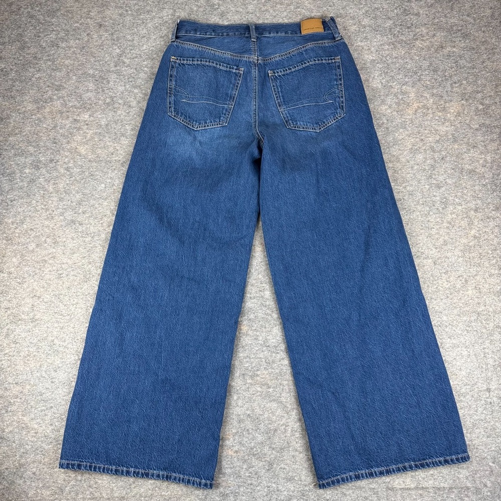 American Eagle Low Rise Ultra Wide Leg Denim Jeans 30" Cotton Blue Womens 4 - Picture 7 of 14